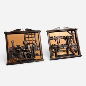 Vintage Coppercraft Guild Wall Plaques – Coppersmith & Carpenter – Set of 2